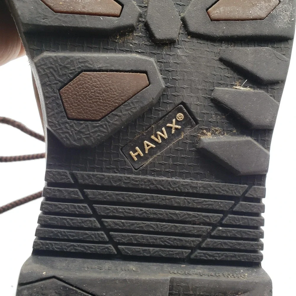 HAWX Boots Mens Size 9.5D‎ Brown Leather Waterproof Comp Toe Work Safety Boots